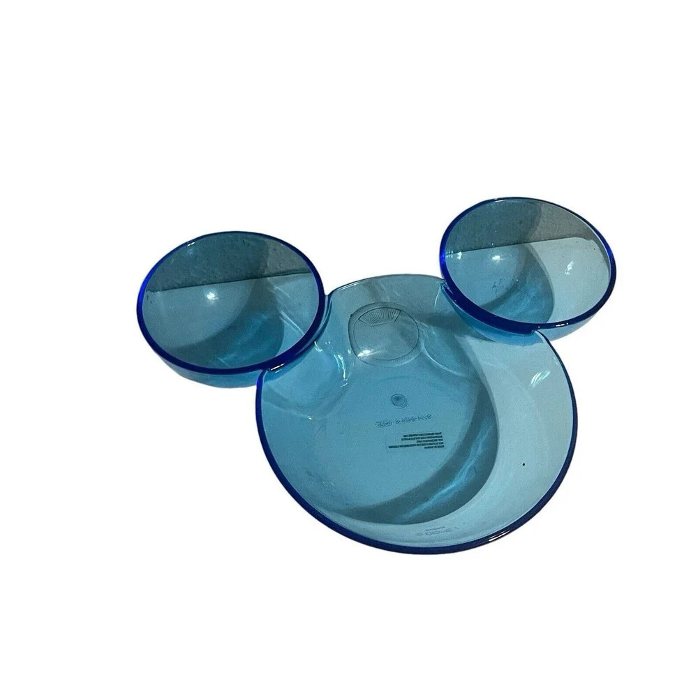 DISNEY MICKEY MOUSE EARS BLUE Plastic CHIP & DIP BOWL
